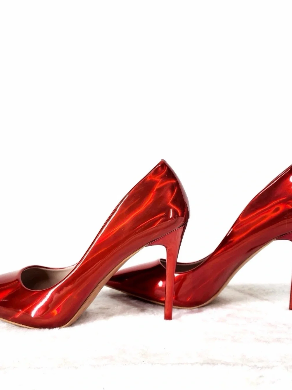 Red Iridescent Pointed-Toe High Heels - Women Accessories